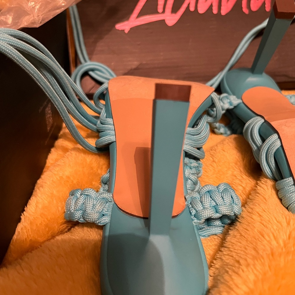 Liliana Turquoise Braided Sandals - Picture 7 of 10